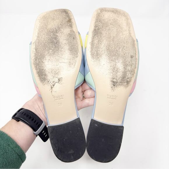 Gucci Jolie GG Marmont Quilted Leather Pastel Flat Slide Sandals - Picture 7 of 12